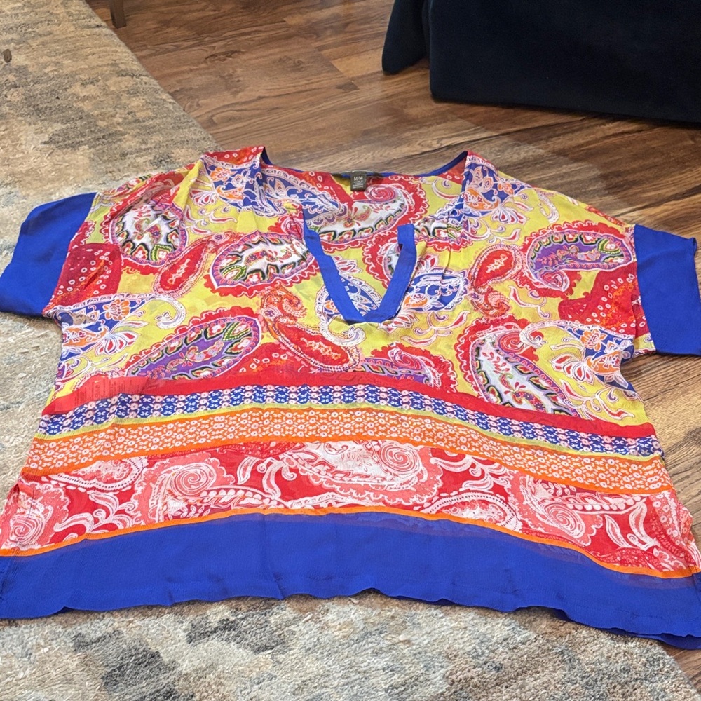 Tommy Bahama Colorful Paisley Blouse with Blue Accents